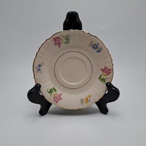 Aberdeen China Saucer ABE3 Pattern 1940s Scalloped Gold Rim 5 3/4" Wide Vintage